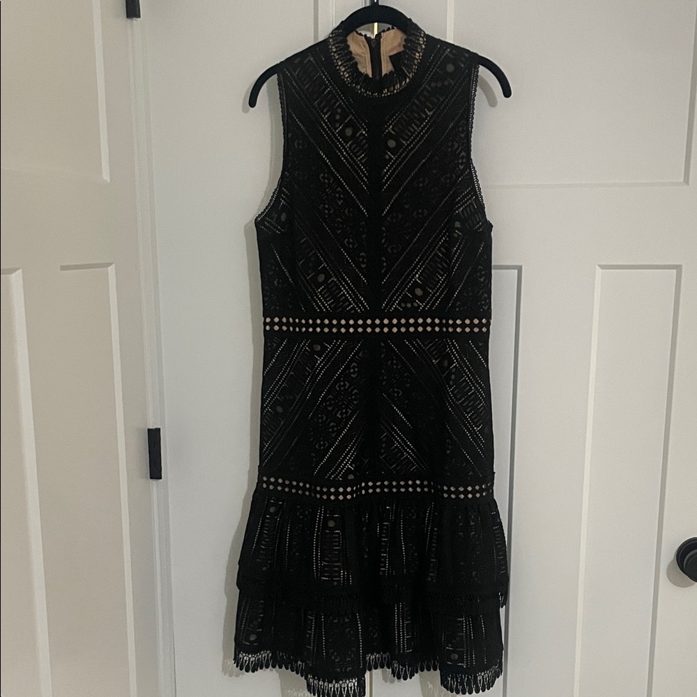 Elegant Black Lace Midi Dress from Anthropology